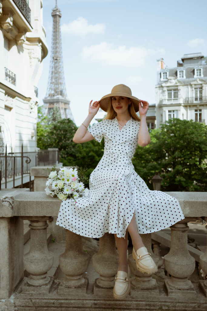 Girl in Summer Dress and Hat, Paris Photoshoot
